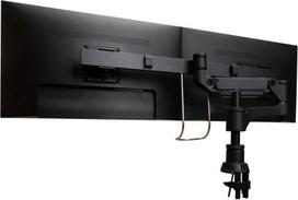 Monitoriaus laikiklis R-go Caparo monitoriaus laikiklis Smartbar, monitoriaus laikiklis 2 monitoriams, dujų pakėlimo svirtis, stalo laikiklis su C spaustuku, 13-32 colių ekranams, 9 kg apkrova vienai svirčiai, Vesa75/100, matinė juoda/sidabrinė