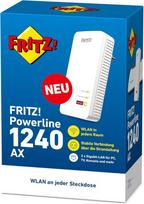 Fritz!powerline 1240 Ax Single Adapter (gigabitinis powerline su wi-fi 6, wlan prieigos taškas, idealus medijos srautiniam perdavimui, hd vaizdo įrašams, interneto televizijai, 1200mbps, vokiška versija)
