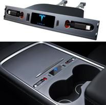 Tesla usb šakotuvas model 3/y, multiportinis automobilinis usb įkroviklis tesla model y (2021-2024) model 3 (2021-2023), tesla su ištraukiamu įkrovimo laidu, tinkamas tesla centrinės konsolės adapteriui, model 3/y