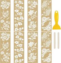 Wandic 8 x auksiniai lipdukai su gėlių tema, vandeniui atsparūs lipdukai baldams, scrapbooking'ui, langams, 10x30cm