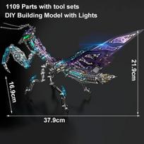 Upgleuch 3d metalinės dėlionės suaugusiems, mantis modelio rinkinys su šviesa, spalvingas 3d metalinis mantis modelio rinkinys su įrankiu, stalo ornamentas, žaislas, dovanos suaugusiems (c)