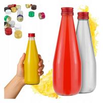 10x Stiklinės buteliukai sultims Kropla 330ml su dangteliais