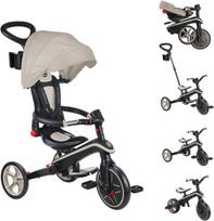 Globber Explorer Trike sulankstomas 4-in-1 smėlio spalvos - triratukas, balansinis dviratis ir vežimėlis viename, 10/8,5 colio - tpr sėdynė - reguliuojamo aukščio vaikiška transporto priemonė