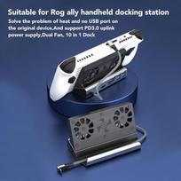 Įkroviklis nešiojamam kompiuteriui 10 viename dokas „steam Deck“, su dviem ventiliatoriais, Hd multimedijos sąsaja 4k@60hz, Usb3.0, Usb2.0, gigabitinis eternetas, 100w Usb C įkrovimo prievadas