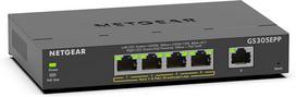 Netgear Gs305epp poe switch 4 portų gigabitinis ethernet lan switch poe+ 120w plus (5 portų plug and play, valdomas tinklo switch poe, igmp snooping, qos, vlan, be ventiliatoriaus metalinis korpusas)