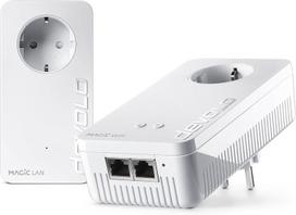 Devolo Magic 2 Wifi 6 Starter Kit, Wlan Powerline adapteris, iki 2400Mbit/s, Mesh Wlan lizdas, 2x Gigabit Lan, prieigos taškas, Dlan 2.0, baltas