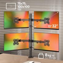 Monitoriaus laikiklis Onkron D421e-b Stovas 4 Monitoriams 13-32 Colių, Iki 8kg, Vesa