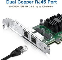 H!fiber Gigabit Dual Nic su Intel 82571 čipu, 1gb tinklo plokštė lyginant su Intel E1g42et Nic, 2 Rj45 prievadai, Pci Express 2.1 X4, Ethernet plokštė su žemu profiliu skirta Windows/windows Server/linux