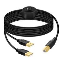 Gelrhonr 4.5 m spausdintuvo kabelio skirstytuvas, usb b į usb a spausdintuvo kabelis, usb-b male į dual usb 2.0 male y kabelis 1 į 2 iš spausdintuvo kabelio perjungiklis 2 kompiuterių bendrinama klaviatūros pelės skaitytuvas