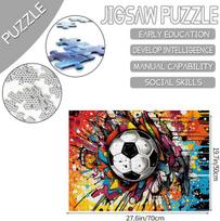 Futbolo dėlionė suaugusiems, 1000 detalių, graffiti futbolo piešinys, sportinis juodai baltas kamuolys, "pasidaryk pats" magiška dėlionė, meno kambario dekoracija