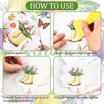 Wandic 6 x pavasarinės gėlės, spalvingi pavasario elementai, perkeliamos lipdukai baldams, skirti scrapbooking'ui, 15x30cm