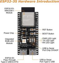 Esp32-s3-devkitc-1 Xtvtx 3 vienetai Esp32-s3 Wroom-1-n16r8 kūrimo plokštės 16m išorinė blykstė, 8m Psram su Wifi, Bluetooth 5.0, skirta Arduino