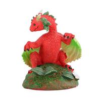 Spalvinga drakono miniatiūrinė statulėlė Mielas gėlių mažasis drakonas figūrėlės skulptūra Dervos ornamentas sodui ir namų dekoracijoms red