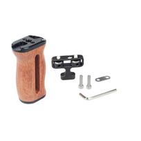 Universal Camera Cage Left /Right Side Handle for Sony Canon Nikon Camera Cage Wooden Handle Grip Cold Shoe for Mic Video Light brown