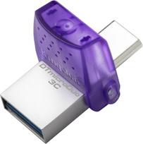USB laikmena Kingston Datatraveler Microduo 3c Usb atmintinė 128gb Usb Gen 3 Type-c ir Type-a Dtduo3cg3/128gb Violetinė + Sidabrinė