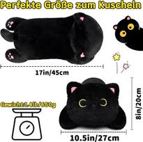 Yamepuia Svorinis pliušinis žaislas, 45 cm juodas katinas, svorinis mielas žaislas, kawaii svorinis pliušinis žaislas, katės pliušinis žaislas, katės mielas žaislas dovanos vaikams (juodas, 45 cm)