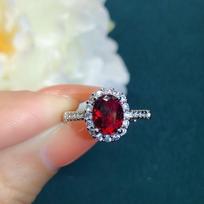Youngever Colored Gems Ruby Ring for Women Artificial Red Corundum Tourmaline Color Ring with Diamond Fashion Ornament Red Diamond Ring Adjustable Opening white