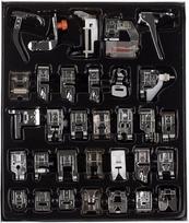 Wefond 32 dalių profesionalių siuvimo mašinų pėdelės rinkinys su žemu koteliu, užsegamas pėdelės rinkinys, skirtas Brother, Singer, Janome, Viking