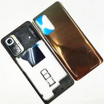 Full Housing For Xiaomi Redmi Note 10 Pro 4G M2101K6G Middle FrameBattery Back CoverSim Card Tray Rear  Cover auksinė