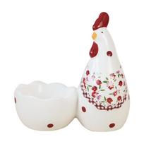 Easy to Clean Ceramic Eggs Cup with Red Florals Chicken Designs Practical for Daily Use Kitchen Accessory 1 white