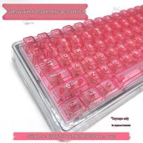Translucent White Marble Keycaps for Mechanical Keyboards - Side Engraved & Light Transmitting, Compatible with Magnetic and Cross Axis Switches. OEM Pink Transparent Keycaps - 115-key red