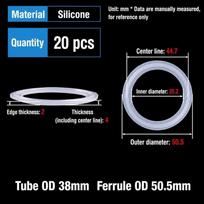 Silicone Silicone Gasket Food Grade Sanitary Ferrule Seal Durable TC Clamp Seal 5Pcs K200mm-180mm