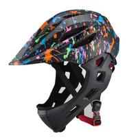 Adjustable Breathable Kids Bike Helmets Toddler Lightweight Full Face Bicycle Helmets with LED Light black