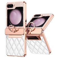 Case for Samsung Galaxy Z Flip7 FE / Z Flip6, Rhombus Grid, white