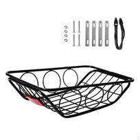 Mountain Bike Rear Basket Thickened Metal Cargo Rack Foldable for Commuting, Shopping, Travel O-shape black