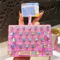 Cute Mini Decompression Toy 26 Key Fidget Press Button Toy Durable Bag Ornament for All Age Stress Relief white