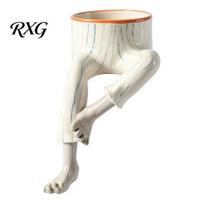 Indoor Succulents Container Funny Leggy Human Shaped Resin Planter, Creative Legs Sitting Figurine Flower Pot, Durable Drainage Pot Unique Planter for