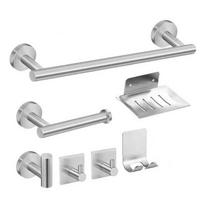 7 Piece Wall Mounted Towel Rack Set SUS304 Stainless Steel Bathroom Accessories Set  Towel Storage white