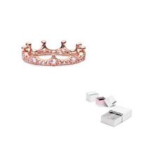 Pandora Copper silver Alloy Rings Women's Rose Gold/Pink 187087NPO 48-Brand Original Box rožinė