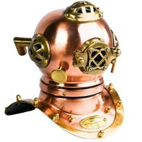 15.24 cm Brass Copper Diving Helmet Replica Nautical Marine Decor Steampunk Diver Helmet for Office, Shelf, or Collector Gift beige
