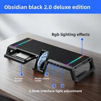 Computer Monitor Stand Riser Adjustable Folding Desktop Bracket Storage Base Multi Functional Organizer for Home Office Use black