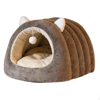 Cat Bed Cave House Indoor Enclosed Tent Nest Cushioned Hideout for Cats Small Dogs And Bunny Warmth Gray S brown