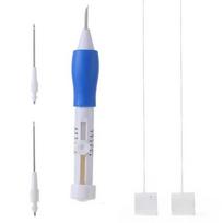 1Pc Adjustable Magic Embroidery Pen Set With 3 Needles, Threader, Scissors, And Ergonomic Fabric Craft Design Fit For Diy Sewing blue