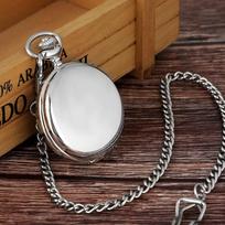 Antique Double-Sided Silver Quartz Metal Round Case Pocket Watch Customizable Design Perfect Gift Choice Double-Sided Silver sidabras