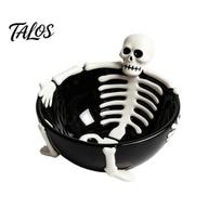 Large Capacity Nut Tray Halloween Skeleton Lounging Tidbit Serveware, 3D Relief Resin Candy Bowl for Party Serving Dish Snacks Dips, Creative B