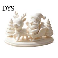 3D Printed PLA Art Santa Sleigh Figurine, White Claus Riding Desktop Atmosphere Piece Reindeer Statue, Christmas Tabletop Decor Ornament for balta