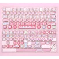 MOG Keycaps 138 Keys Cute Keycaps Cat PBT Pink Keys Gift for Alice New Square Thermal Sublimation Mechanical Keyboard 6.25U white