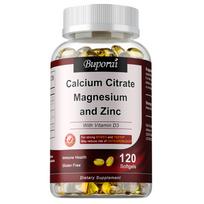 Buporai Calcium Magnesium Zinc with Vitamin D3 Capsules 120 Count — Mineral Support, Bone Health, Immune Support, Daily Wellness 120*1