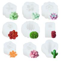 DIY Succulent Silicone Mold Flower Resin Mold 3D Cacti Candle Mold for Scented Candles Soaps Making Cake Dessert Mousse Mold white