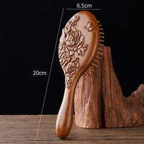 Hand Carved Sandalwood Comb Oval Shape Wooden Air Cushion Comb Styling Brush Fine-Toothed Scalp Massage Brush