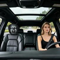 Ghost Headrest Covers Soft Ghost Face Stretch Funny Spooky Protector 2-Piece Full Face Car Headrest Cover For Automotive SUV RV 1pc white