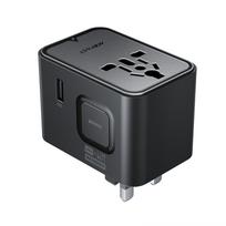 Acefast Z8 GaN 45W Travel Adapter 3x USB-C + 2x USB-A Travel Wall Charger with 2500W AC Socket - Black