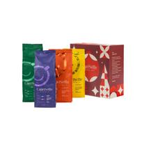 Kavos pupelių rinkinys Caprisette, 4 x 250 g kalėdinėje dovanų dėžutėje