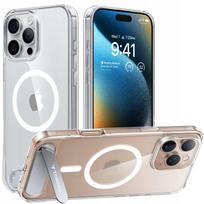 Torras Pstand dėklas iPhone 16 Pro Max telefonui su magnetiniu stovu, skaidrus