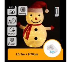 Aigostar - LED Kalėdinė lauko dekoracija 50xLED/3xAA 0,7m IP44 sniego senis
