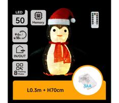 Aigostar - LED Kalėdinė lauko dekoracija 50xLED/3xAA 0,7m IP44 pingvinas